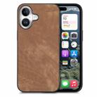 For iPhone 16 Plus Vintage Leather PC Back Cover Phone Case(Brown) - 1