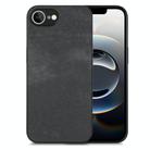 For iPhone 16e Vintage Leather PC Back Cover Phone Case(Black) - 1