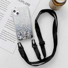 For iPhone 15 Gradient Glitter Epoxy TPU Thickened Acrylic Phone Case with Wide Lanyard(Black) - 1