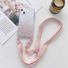 For iPhone 15 Gradient Glitter Epoxy TPU Thickened Acrylic Phone Case with Wide Lanyard(Pink) - 1