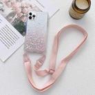 For iPhone 15 Pro Gradient Glitter Epoxy TPU Thickened Acrylic Phone Case with Wide Lanyard(Pink) - 1