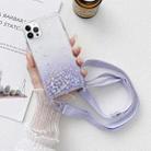 For iPhone 15 Pro Gradient Glitter Epoxy TPU Thickened Acrylic Phone Case with Wide Lanyard(Purple) - 1