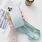 For iPhone 15 Pro Gradient Glitter Epoxy TPU Thickened Acrylic Phone Case with Wide Lanyard(Blue) - 1