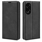 For OPPO A58 Retro-skin Magnetic Suction Leather Phone Case(Black) - 1