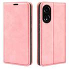 For OPPO A58 Retro-skin Magnetic Suction Leather Phone Case(Pink) - 1