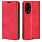 For OPPO A58 Retro-skin Magnetic Suction Leather Phone Case(Red) - 1
