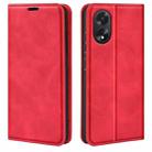 For OPPO A38 Retro-skin Magnetic Suction Leather Phone Case(Red) - 1