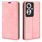 For OPPO Reno11 F 5G Retro-skin Magnetic Suction Leather Phone Case(Pink) - 1