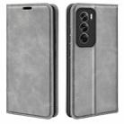 For OPPO Reno12 Pro 5G Global Retro-skin Magnetic Suction Leather Phone Case(Grey) - 1