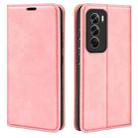 For OPPO Reno12 Pro 5G Global Retro-skin Magnetic Suction Leather Phone Case(Pink) - 1