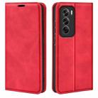 For OPPO Reno12 Pro 5G Global Retro-skin Magnetic Suction Leather Phone Case(Red) - 1