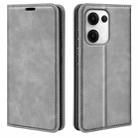 For OPPO Reno13 Pro 5G Retro-skin Magnetic Suction Leather Phone Case(Grey) - 1
