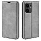 For OPPO Reno13 F Retro-skin Magnetic Suction Leather Phone Case(Grey) - 1