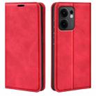 For OPPO Reno13 F Retro-skin Magnetic Suction Leather Phone Case(Red) - 1