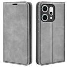 For OPPO Reno14 Pro 5G Global Retro-skin Magnetic Suction Leather Phone Case(Grey) - 1
