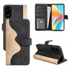 For OPPO A58 Stitching Horizontal Flip Leather Phone Case(Black) - 1