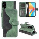 For OPPO A58 Stitching Horizontal Flip Leather Phone Case(Green) - 1