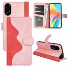 For OPPO A58 Stitching Horizontal Flip Leather Phone Case(Red) - 1