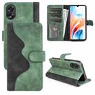 For OPPO A38 Stitching Horizontal Flip Leather Phone Case(Green) - 1