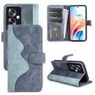 For OPPO A79 Stitching Horizontal Flip Leather Phone Case(Blue) - 1