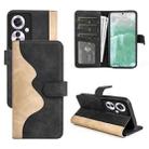 For OPPO Reno11 F 5G Stitching Horizontal Flip Leather Phone Case(Black) - 1