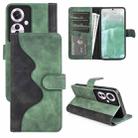 For OPPO Reno11 F 5G Stitching Horizontal Flip Leather Phone Case(Green) - 1