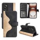 For OPPO Reno12 5G Global Stitching Horizontal Flip Leather Phone Case(Black) - 1