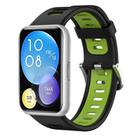 For Huawei Watch Fit Two-Color Silicone Watch Band(Black+Green) - 1