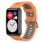 For Huawei Watch Fit New Two-Color Silicone Watch Band(Orange+Gray) - 1