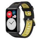 For Huawei Watch Fit New Two-Color Silicone Watch Band(Black+Yellow) - 1