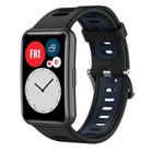 For Huawei Watch Fit New Two-Color Silicone Watch Band(Black+Blue) - 1