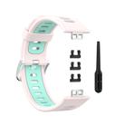 For Huawei Watch Fit Special Edition Two-Color Silicone Watch Band(Pink+Teal) - 2