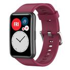 For Huawei Watch Fit New Solid Color Silicone Watch Band(Wine Red) - 1
