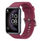 For Huawei Watch Fit Special Edition Solid Color Silicone Watch Band(Wine Red) - 1