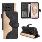 For OnePlus 12R Stitching Horizontal Flip Leather Phone Case(Black) - 1