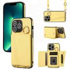 For iPhone 13 Pro Max Crossbody Ring Wallet Leather Back Cover Phone Case(Yellow) - 1