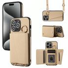 For iPhone 15 Pro Max Crossbody Ring Wallet Leather Back Cover Phone Case(Brown) - 1
