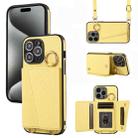 For iPhone 15 Pro Crossbody Ring Wallet Leather Back Cover Phone Case(Yellow) - 1