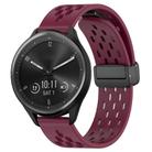 For Garmin Vivomove Sport 20mm Folding Magnetic Clasp Silicone Watch Band(Wine Red) - 1