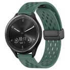 For Garmin Vivomove Sport 20mm Folding Magnetic Clasp Silicone Watch Band(Dark Green) - 1