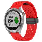 For Garmin Approach S40 20mm Folding Magnetic Clasp Silicone Watch Band(Red) - 1