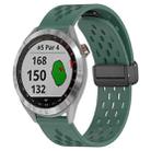 For Garmin Approach S40 20mm Folding Magnetic Clasp Silicone Watch Band(Dark Green) - 1