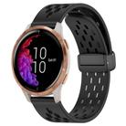 For Garmin Venu 20mm Folding Magnetic Clasp Silicone Watch Band(Black) - 1