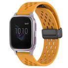 For Garmin Venu SQ 20mm Folding Magnetic Clasp Silicone Watch Band(Yellow) - 1