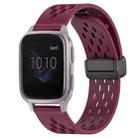 For Garmin Venu SQ 20mm Folding Magnetic Clasp Silicone Watch Band(Wine Red) - 1