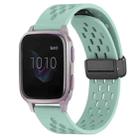 For Garmin Venu SQ 20mm Folding Magnetic Clasp Silicone Watch Band(Teal) - 1