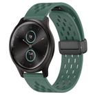 For Garmin VivoMove Style 20mm Folding Magnetic Clasp Silicone Watch Band(Dark Green) - 1