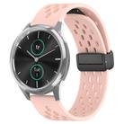 For Garmin VivoMove Luxe 20mm Folding Magnetic Clasp Silicone Watch Band(Pink) - 1