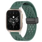 For Garmin Forerunner Sq2 Music 20mm Folding Magnetic Clasp Silicone Watch Band(Dark Green) - 1