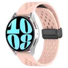 For Samsung Galaxy Watch 6 44mm 20mm Folding Magnetic Clasp Silicone Watch Band(Pink) - 1